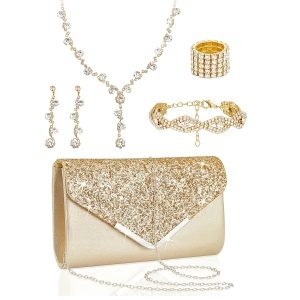 5pcs wallet rhinestone jewelry set