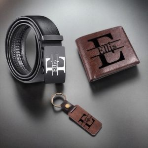 3pcs Custom Wallet Belt Keychain Gift Set