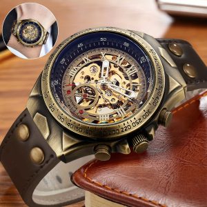 Classic Hollow Dial Retro Luxury Watch with Exposed Skeleton Movement